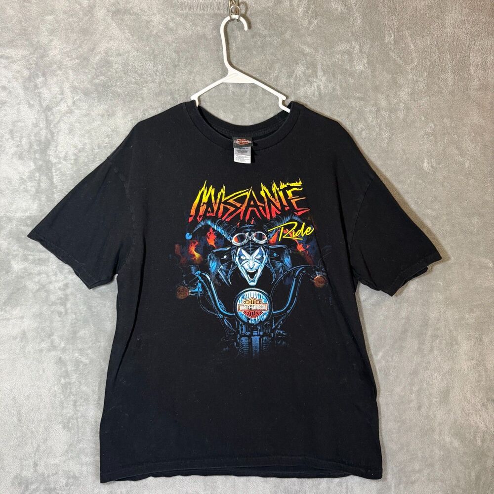 Harley Davidson T-Shirt XL Black Graphic Motorcycle Biker Insane Ride Renegade